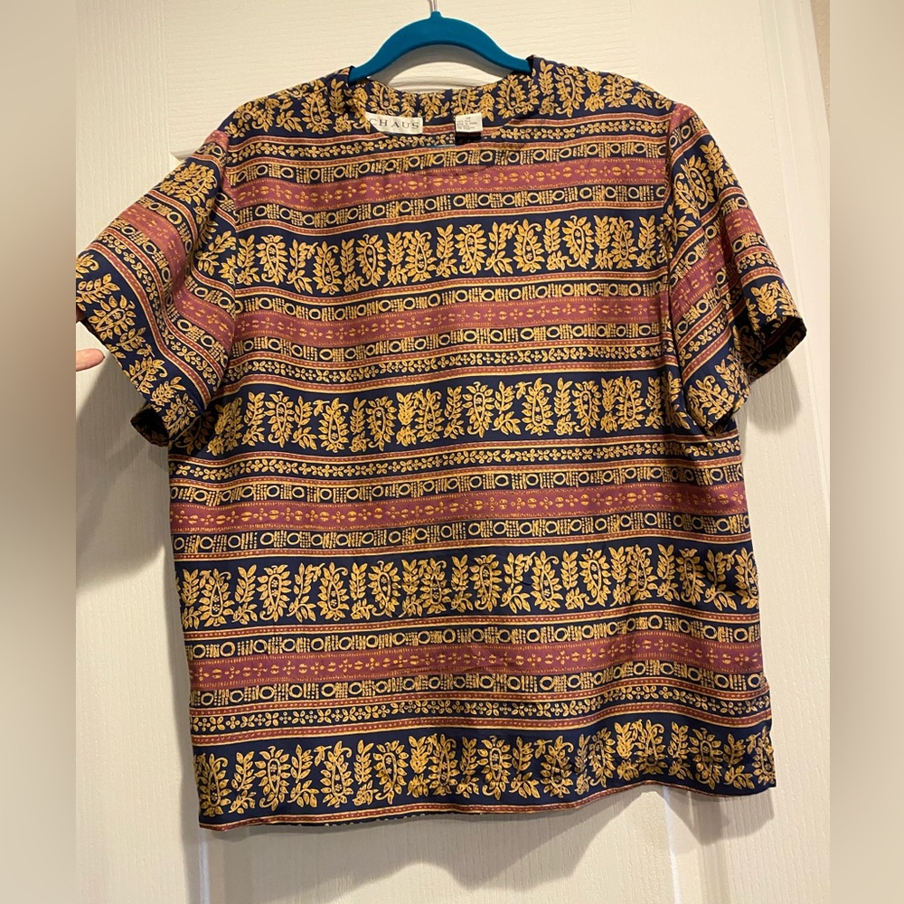 CHAUS MAUVE/NAVY/GOLD SHIRT (A-22)